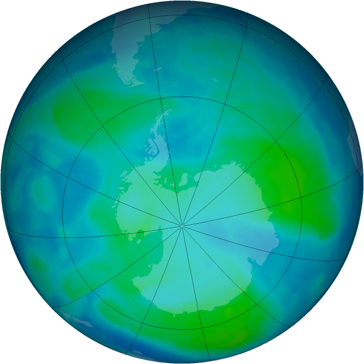 Antarctic ozone map for 28 January 2009
